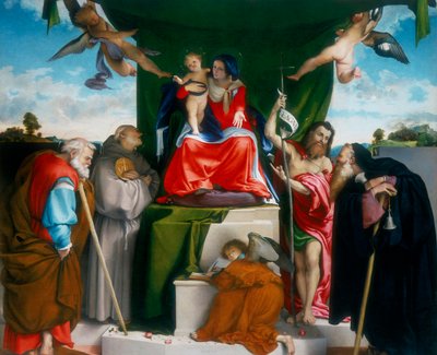 Madonna col Bambino in trono con angeli e santi da Lorenzo Lotto
